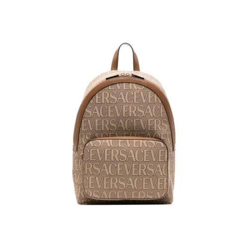 VERSACE Fabric With Calfskin Backpack Regular Men's Dark Beige