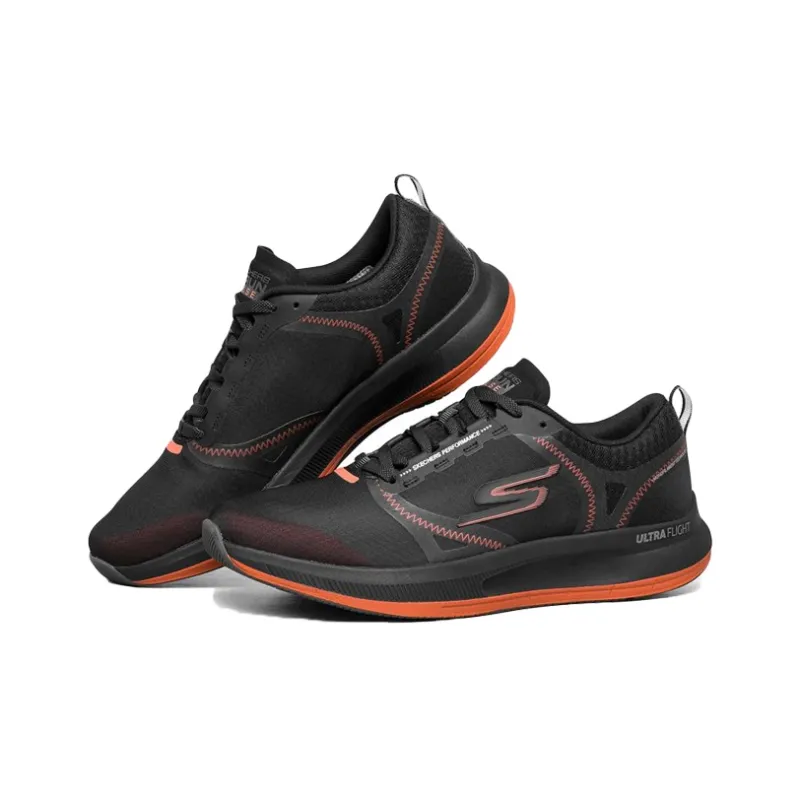 Skechers Go Run Pulse Cushioning Abrasion Resistant Breathable Low Top Casual Running Shoes Men's Black Orange-2