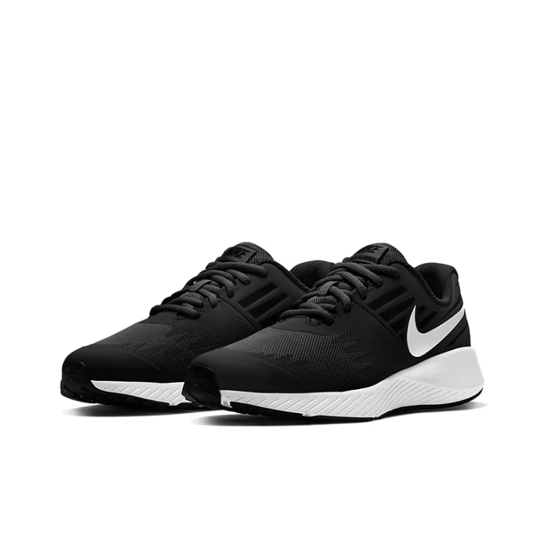 Nike Slip Resistant, Abrasion Resistant, Lightweight Low Top Marathon Running Shoes GS Black White-2