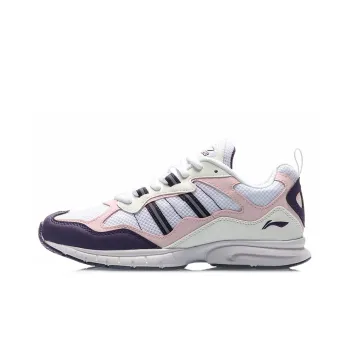 LiNing Shock Absorbers With Slip Resistant And Abrasion Resistant Properties Low Top Running Shoes Women's White Pink