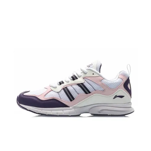 LiNing Shock Absorbers With Slip Resistant And Abrasion Resistant Properties Low Top Running Shoes Women's White Pink