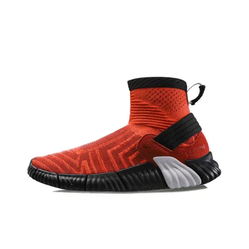 LiNing High-Top Casual Running Shoes Unisex Black Red