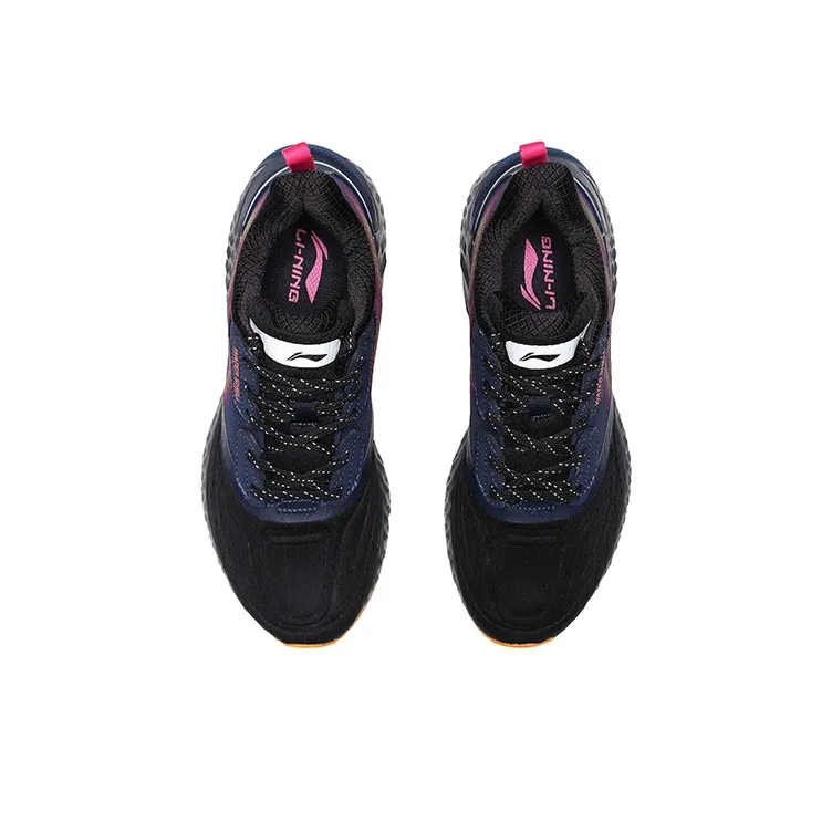 LiNing Cloud 5 V Shield Shock Absorbers Low Top Running Shoes Women's Black Orange-3
