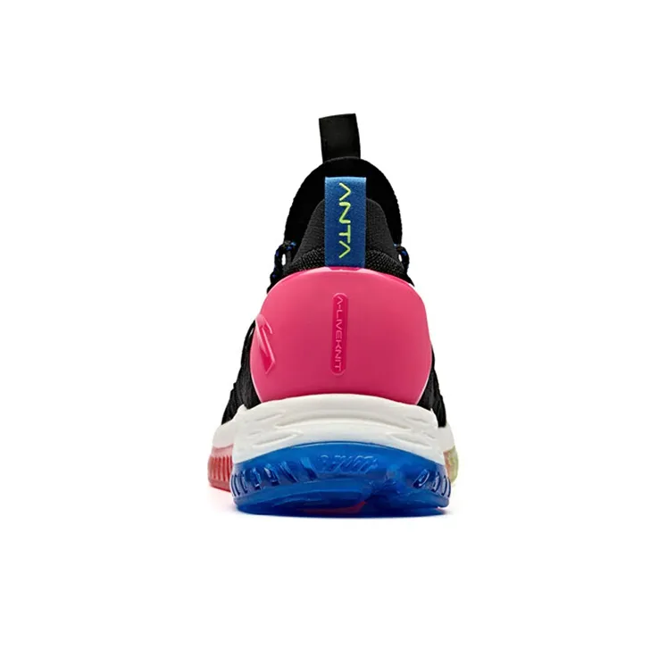 Anta Flashfoam Cushioning Rebound Low Top Running Shoes Women's Black-4