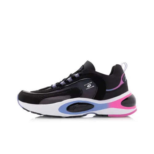LiNing V8 Support Low Top Running Shoes Women's Black Blue Pink