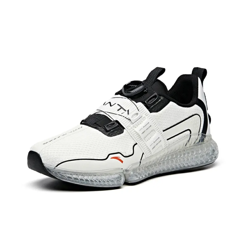 Anta Running Collection Cushioned Slip Resistant Lightweight Rebound Low Top Running Shoes Men's Black White-1