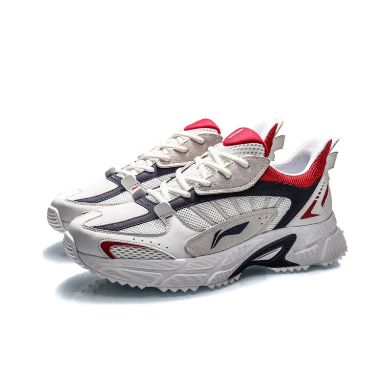 LiNing Low Top Running Shoes Men's White Blue Red-2