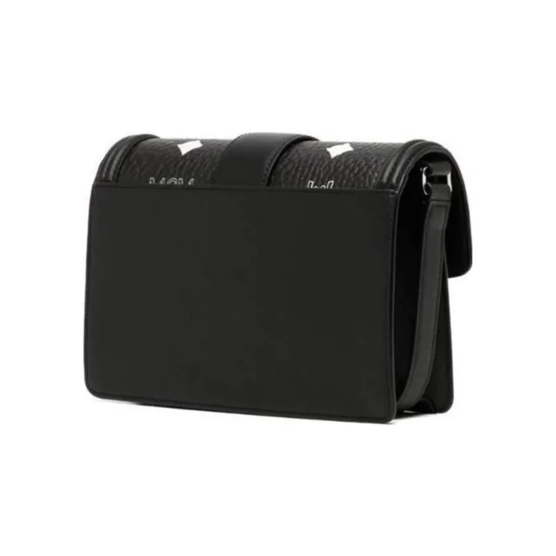 MCM Canvas Leather Shoulder Bag, Crossbody Bag Trumpets Women's Black-1