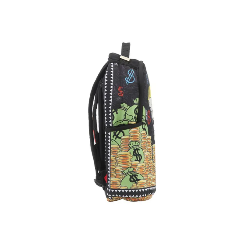 SPRAYGROUND Little Rich Rich Collaboration Polyester Laptop Backpack Large Size Unisex Black-3