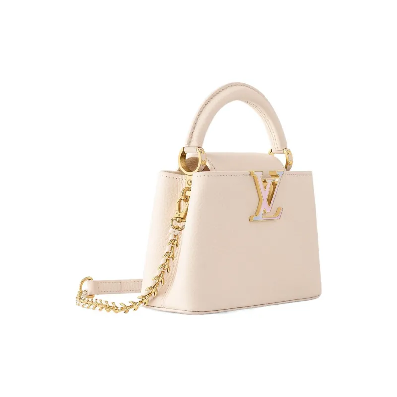 LOUIS VUITTON Capucines Taurillon Leather Kapusin Crossbody Tote Bag Over One Shoulder Mini Women's Quartz White-1
