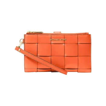 MICHAEL KORS Adele Leather Wrist Bags Clutches Wallets Women's Orange