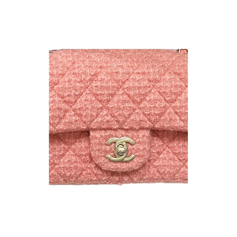 CHANEL Classic Flap CF Cotton Wool Twill Soft Woolen Flap Bag, Shoulder Bag, Crossbody Bag Mini Women's Pink-1