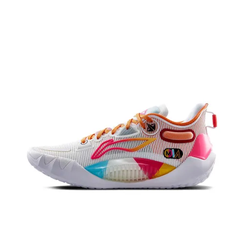 LINING JB1 Basketball Shoes Men Low Top Standard White/Fluorescent Apple Pink