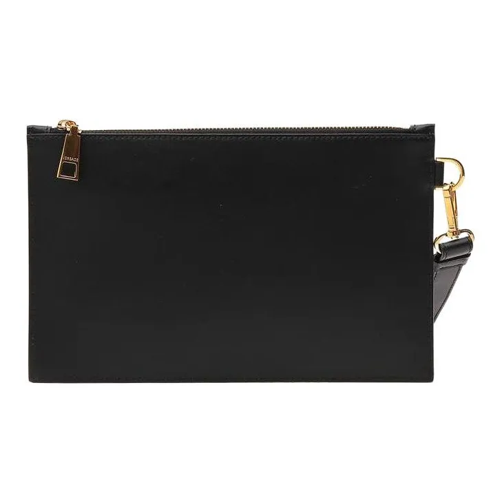 VERSACE Leather Wrist Bag Clutch Men's Black-2