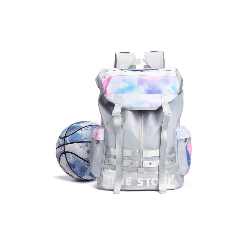 LOVERPUSS Polyester Backpack Large Size Unisex Iridescent Gray-0