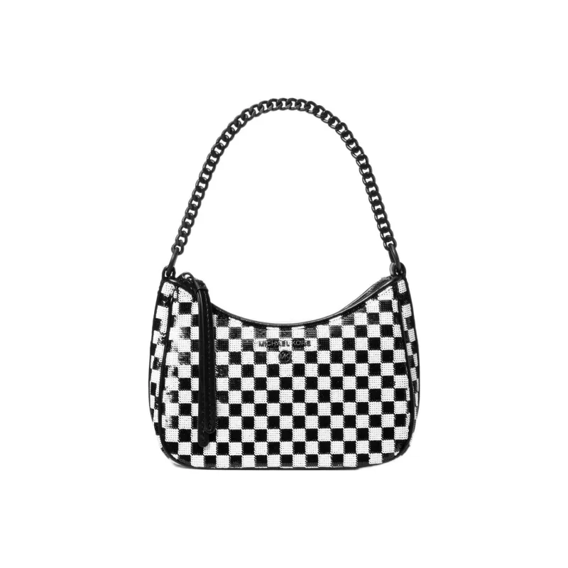 MICHAEL KORS Jet Set Charm Polyurethane Handbag Shoulder Bag Women's Black White-0