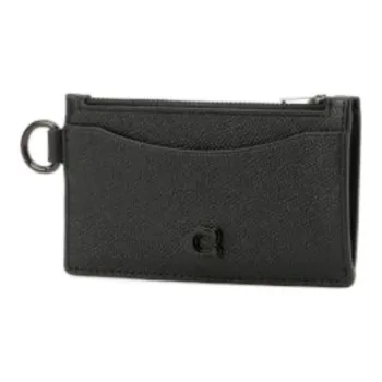 COACH Cross Grain Leather Clutch Card Holder, Wallet Women's Black