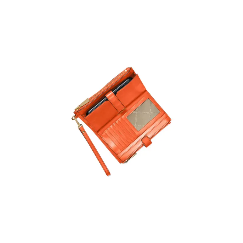 MICHAEL KORS Adele Leather Wrist Bags Clutches Wallets Women's Orange-1