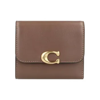 COACH Bandit Calfskin Card Holder Wallet Women's Dark Gray