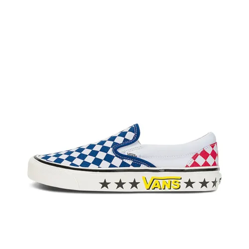 Vans Slip-on Skateboard Shoes Unisex Low-Top Blue/White Checkered