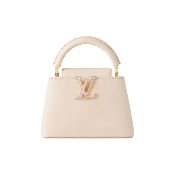 LOUIS VUITTON Capucines Taurillon Leather Capusin Shoulder Crossbody Handbag Mini Women's Quartz White