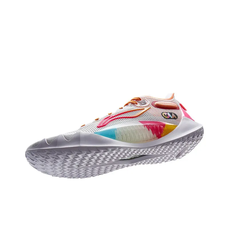 LINING JB1 Basketball Shoes Men Low Top Standard White/Fluorescent Apple Pink-4