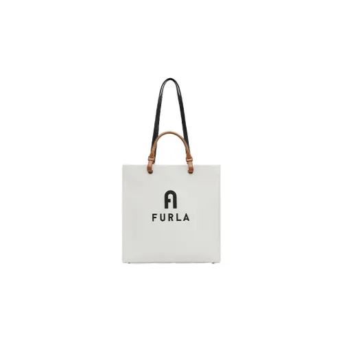 Furla Leather Tote Bag, Shopping Bag, Shoulder Bag, Handbag Tubas Women's White & Black