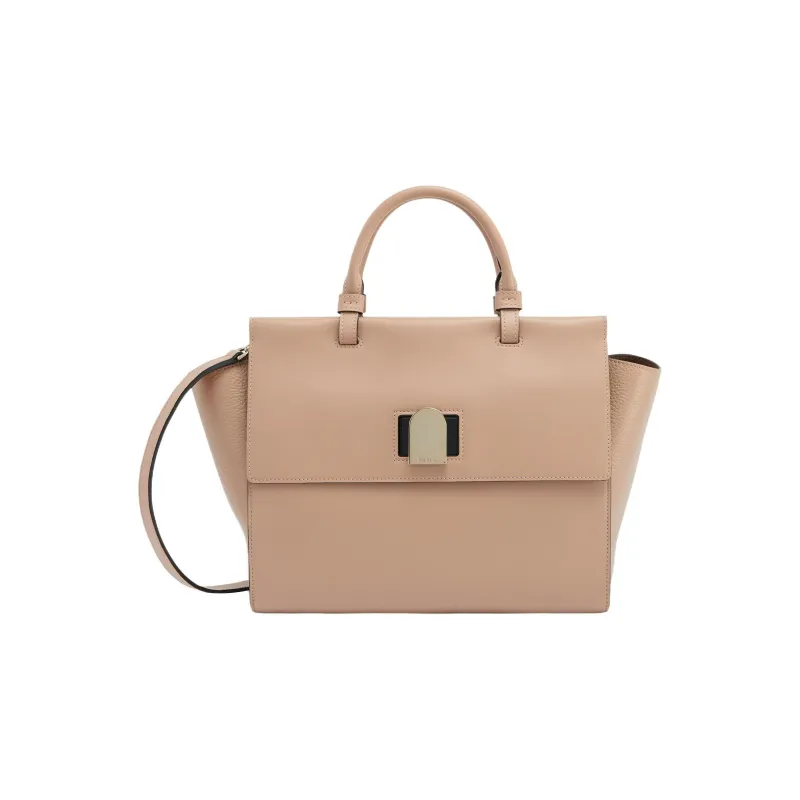 Furla Emma Tote Bag Shopping Bag Shoulder Bag Crossbody Bag Handbag Medium Size Women's Cameo Brown Pink-0
