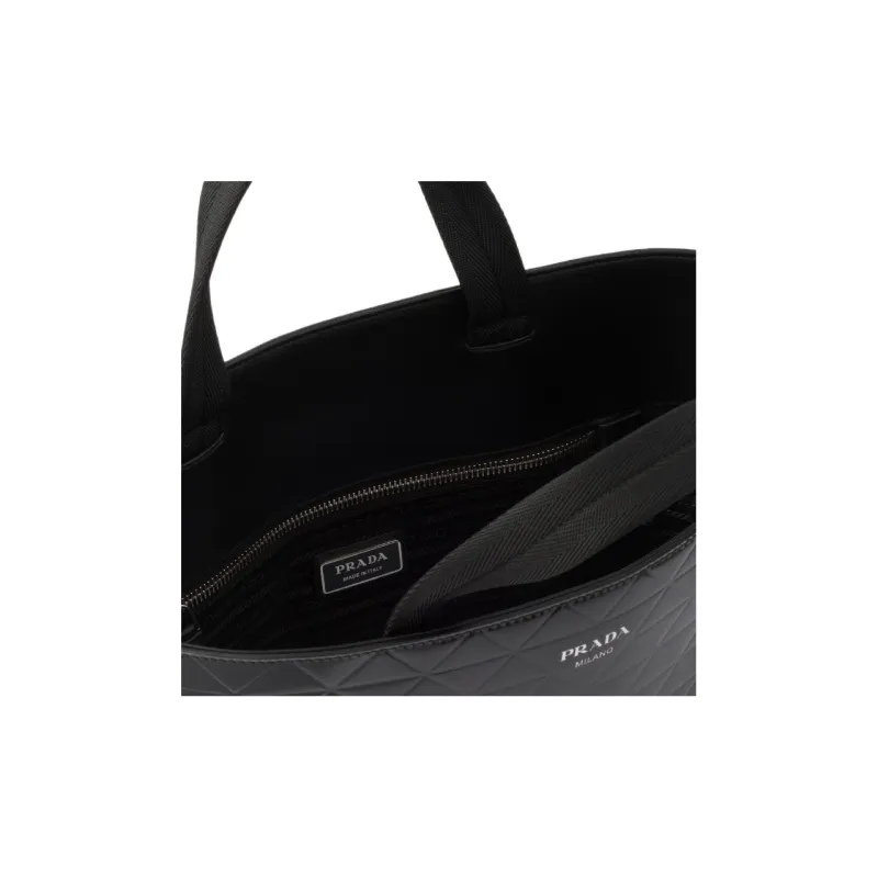 PRADA Leather Tote Bag, Shopping Bag, Handbag Regular Men's Black-5
