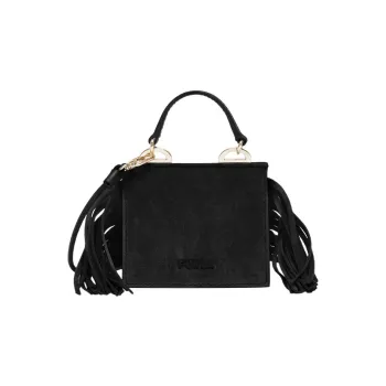 Furla Linea Futura Suede With Cow Leather Handbag Shoulder Bag Crossbody Bag Mini Women's Black