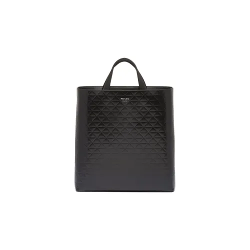 PRADA Leather Tote Bag Shopping Bag Handbag Regular Men's Black