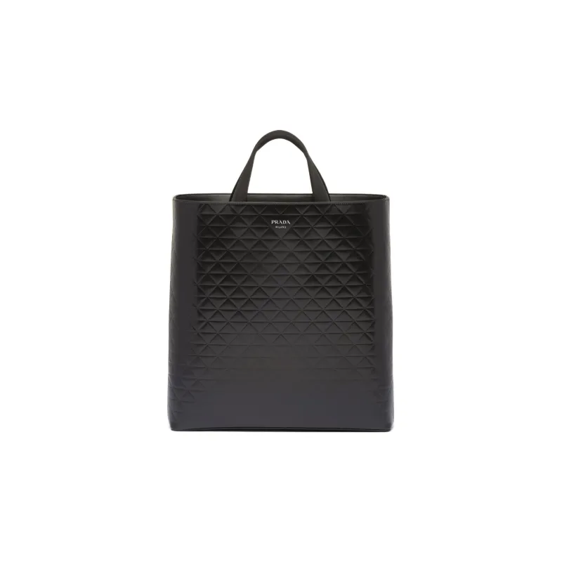 PRADA Leather Tote Bag, Shopping Bag, Handbag Regular Men's Black-0