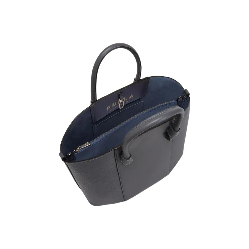 Furla Meraviglia Calfskin Tote Bag Shopping Bag Handbag Shoulder Bag Large Size Women's Gray-3