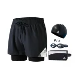 Black White Swimming Shorts+Swimming Cap+Swim Goggles+Swim Bag+Nose Plugs+Earplugs