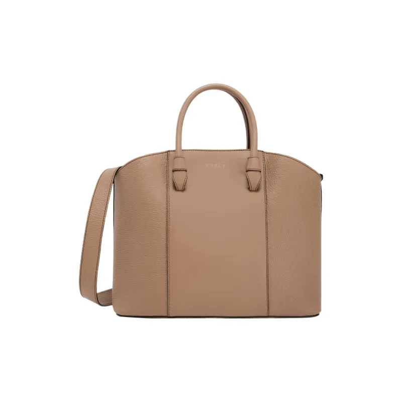 Furla Meraviglia Cow Leather Tote Bag Shopping Bag Shoulder Bag Crossbody Bag Handbag Large Size Women's Brown-0