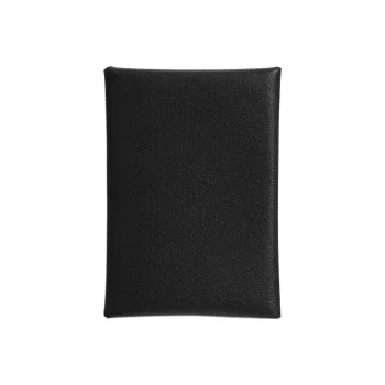 HERMES Calvi Duo Chamkila Goat Skin Card Holder Mini Women's Black