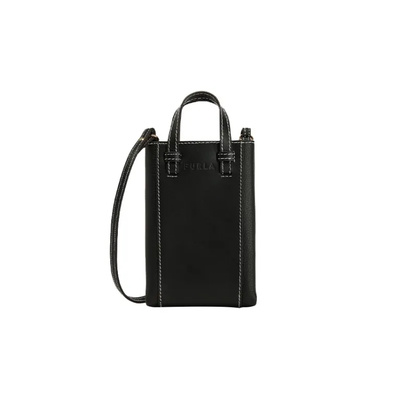 Furla Miastella Cow Leather Shoulder Bag, Crossbody Bag, Handbag Trumpets Women's Black-0