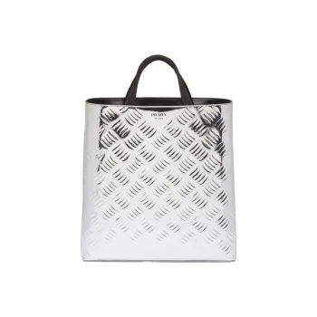 PRADA Leather Tote Bag Shopping Bag Handbag Regular Men's Silver