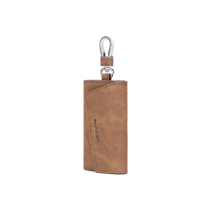 MashaLanti Microfiber Synthetic Leather Key Pouch Men's Coffee-1