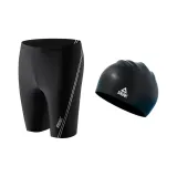 Black Silver Swimming Shorts+Swimming Cap