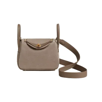 HERMES Lindy Grizzly With Swift Calfskin Shoulder Bag Crossbody Bag Handbag Mini Women's Gravel Lime & Elephant Grey
