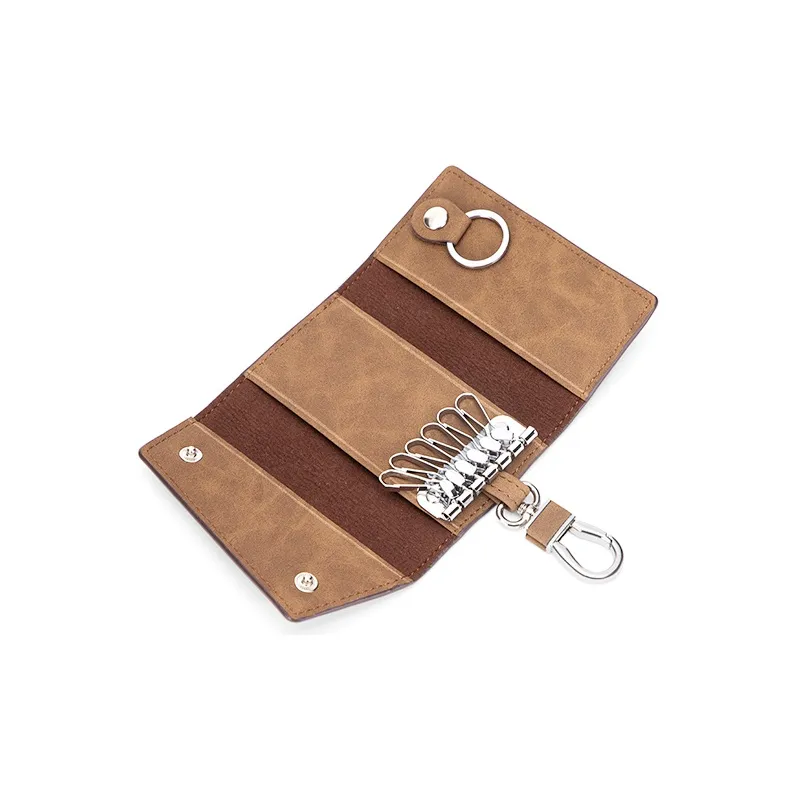 MashaLanti Microfiber Synthetic Leather Key Pouch Men's Coffee-4