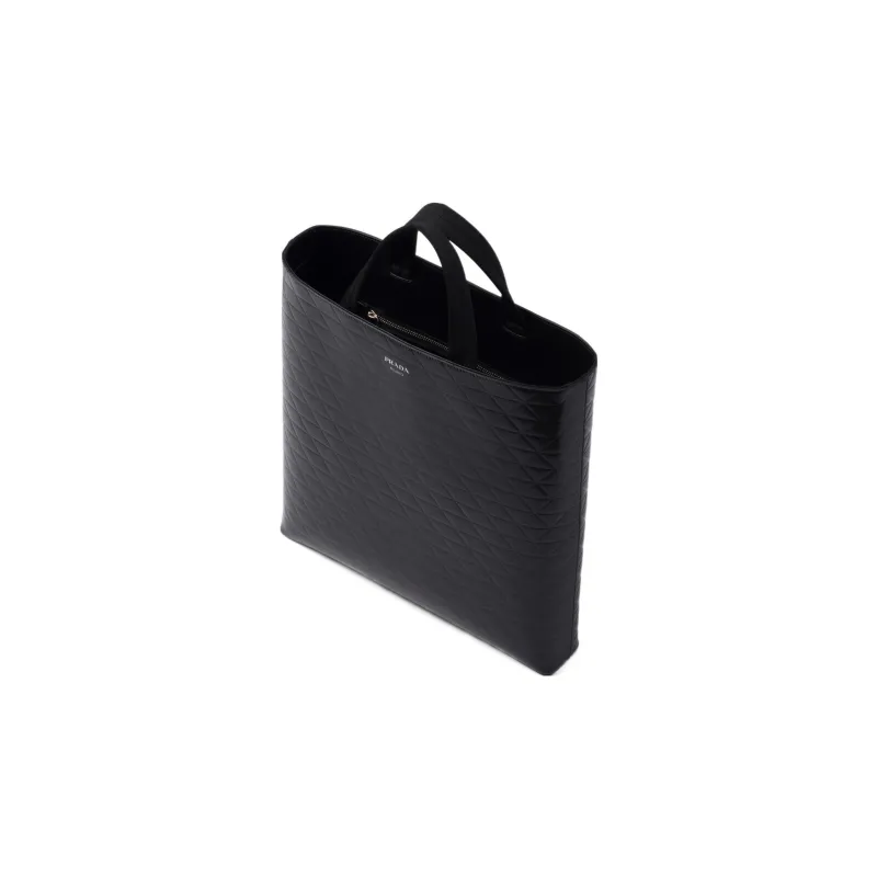 PRADA Leather Tote Bag, Shopping Bag, Handbag Regular Men's Black-1