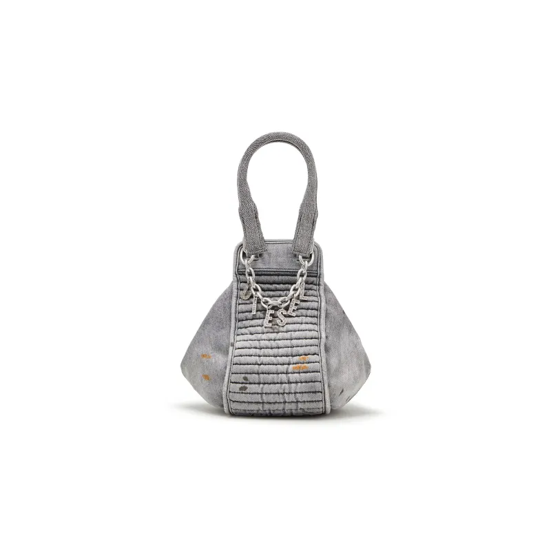 DIESEL Cotton With Calfskin Shoulder Bag Crossbody Bag Handbag Small Size Women's Black-0