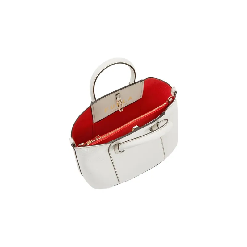 Furla Miastella Calfskin Tote Bag Shopping Bag Shoulder Bag Crossbody Bag Handbag Women's White-3