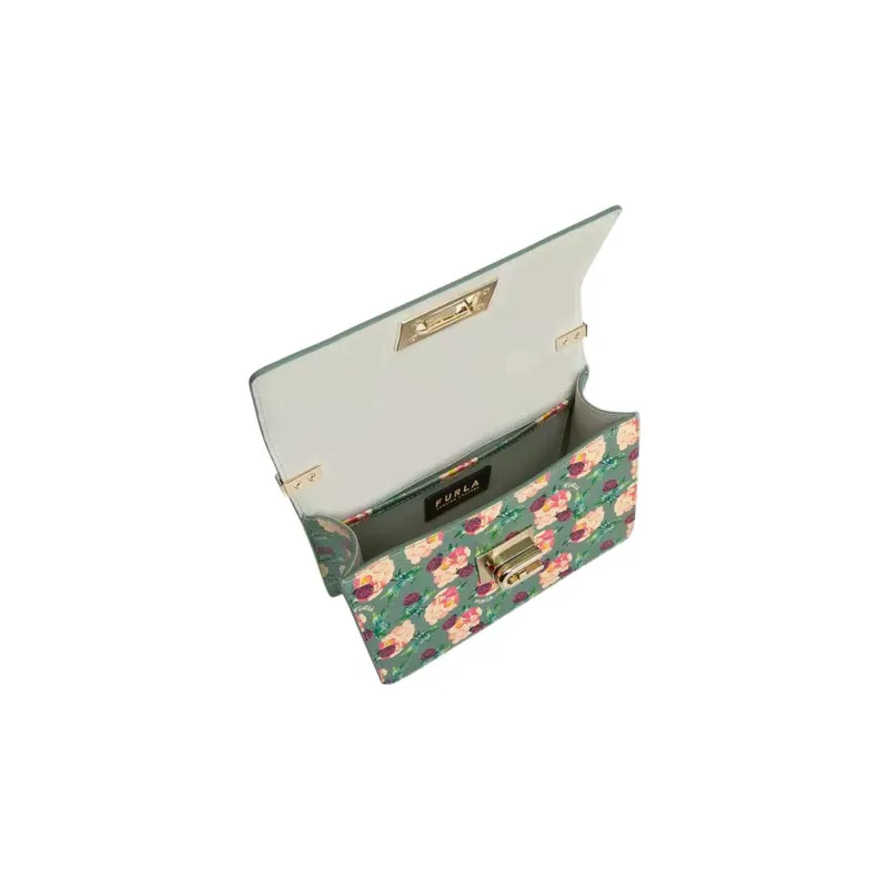 Furla 1927 Collection Textured Leather Shoulder Bag, Crossbody Bag Regular Women's Green-3