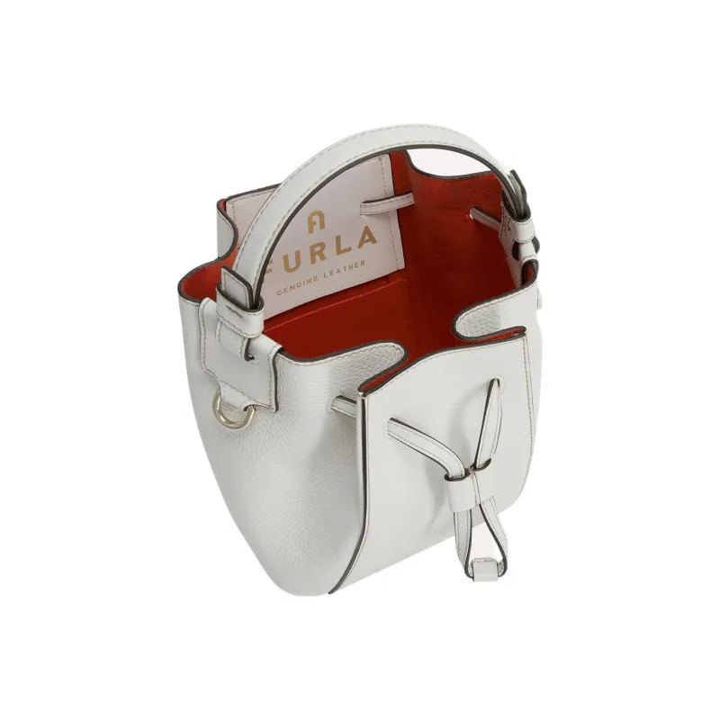 Furla Miastella Cow Leather Bucket Bag Handbag Shoulder Bag Crossbody Bag Mini Women's White-3