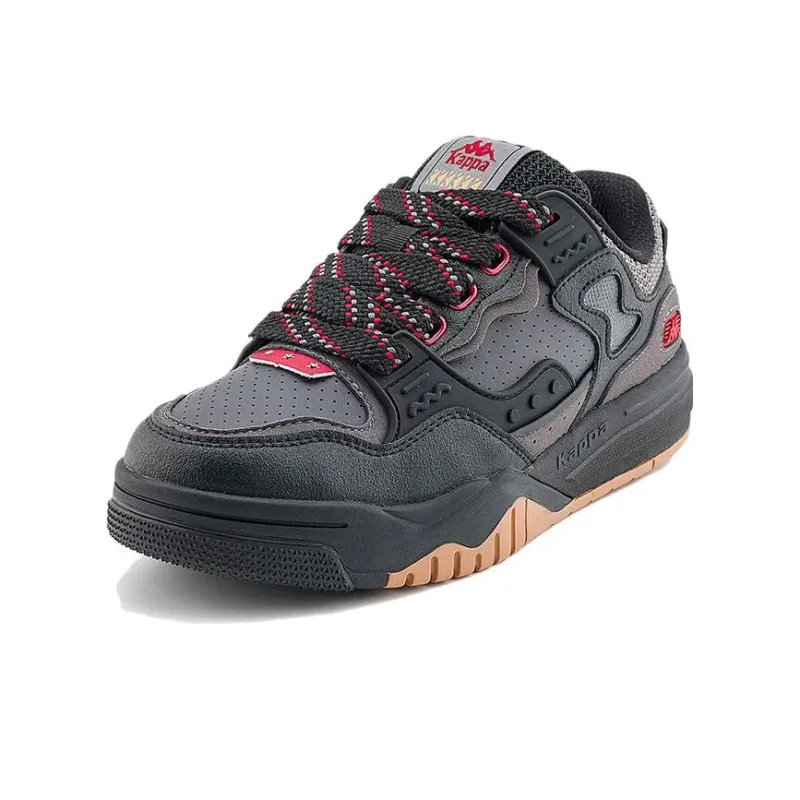Kappa Slip Resistant Low Top Skateboard Shoes Unisex Black Gray-1