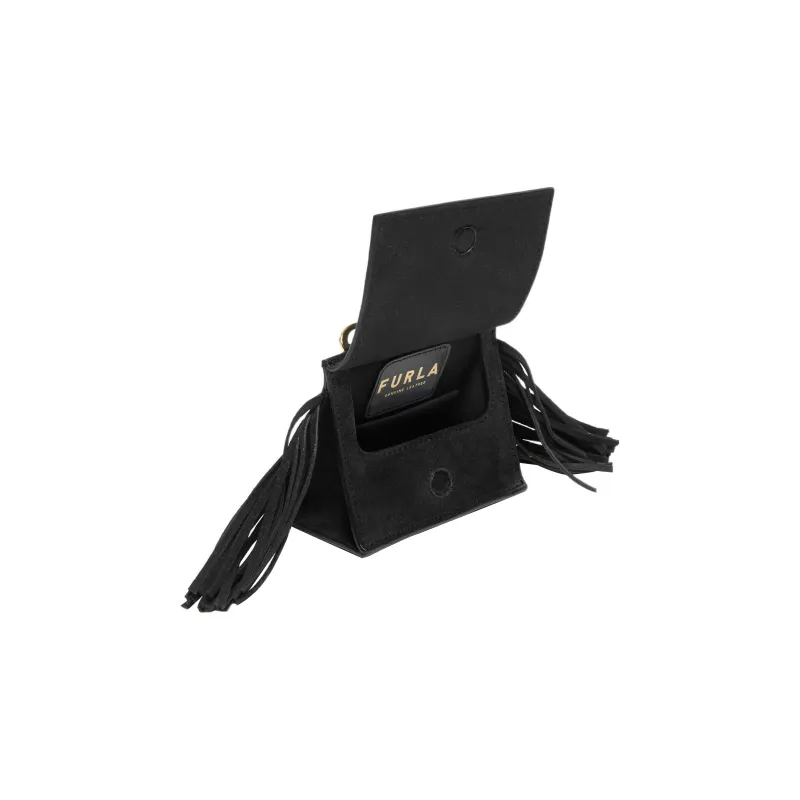 Furla Linea Futura Suede With Cow Leather Handbag Shoulder Bag Crossbody Bag Mini Women's Black-3