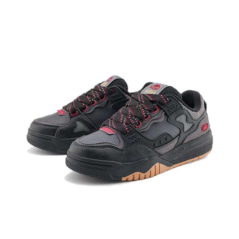 Kappa Slip Resistant Low Top Skateboard Shoes Unisex Black Gray-2